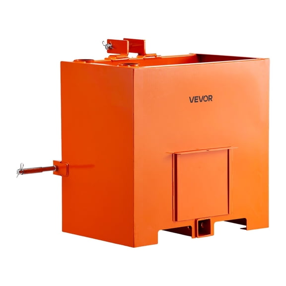 VEVOR Ballast Box, 3-Point Category 1 Tractor Ballast of 800 lbs Capacity, with Standard 2 Inch Hitch Receiver, Heavy-Duty Steel 5 ft Large Volume Durable Loader Attachment with Sliding Door, Orange