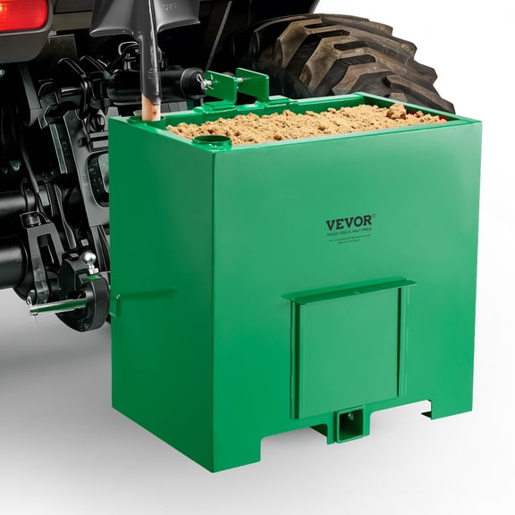 VEVOR Ballast Box, 3-Point Category 1 Tractor Ballast of 800 lbs Capacity, with Standard 2 Inch Hitch Receiver, Heavy-Duty Steel 5 ft Large Volume Durable Loader Attachment with Sliding Door, Green