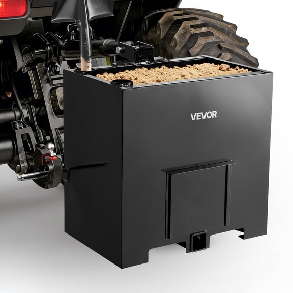 VEVOR Ballast Box, 3-Point Category 1 Tractor Ballast of 800 lbs Capacity, with Standard 2 Inch Hitch Receiver, Heavy-Duty Steel 5 ft Large Volume Durable Loader Attachment with Sliding Door, Black