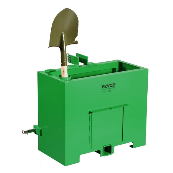 VEVOR Ballast Box, 3-Point Category 1 Tractor Ballast of 800lbs Capacity, for 2 Inch Hitch Receiver, Heavy-Duty Steel 4.3 ft³ Large Volume Loader Attachment with Sliding Door, Green