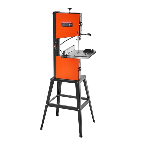 VEVOR Band Saw with Stand, 10-Inch, Two-Speed Benchtop Bandsaw, 373W 1/2 HP, 6 in Max Cutting Height, 13.2 x 13.4 in Cast Iron Table, with 360 Work Light,Miter Gauge, Fence, Band Saw for Woodworking