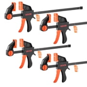 VEVOR Bar Clamps for Woodworking, 2-Pack 12 inch and 2-Pack 6 inch, One-Handed Clamp/Spreader, Quick-Grip F-Clamp with 154 lbs Load Limit,Premium Plastic and Steel,for Woodworking Metal working