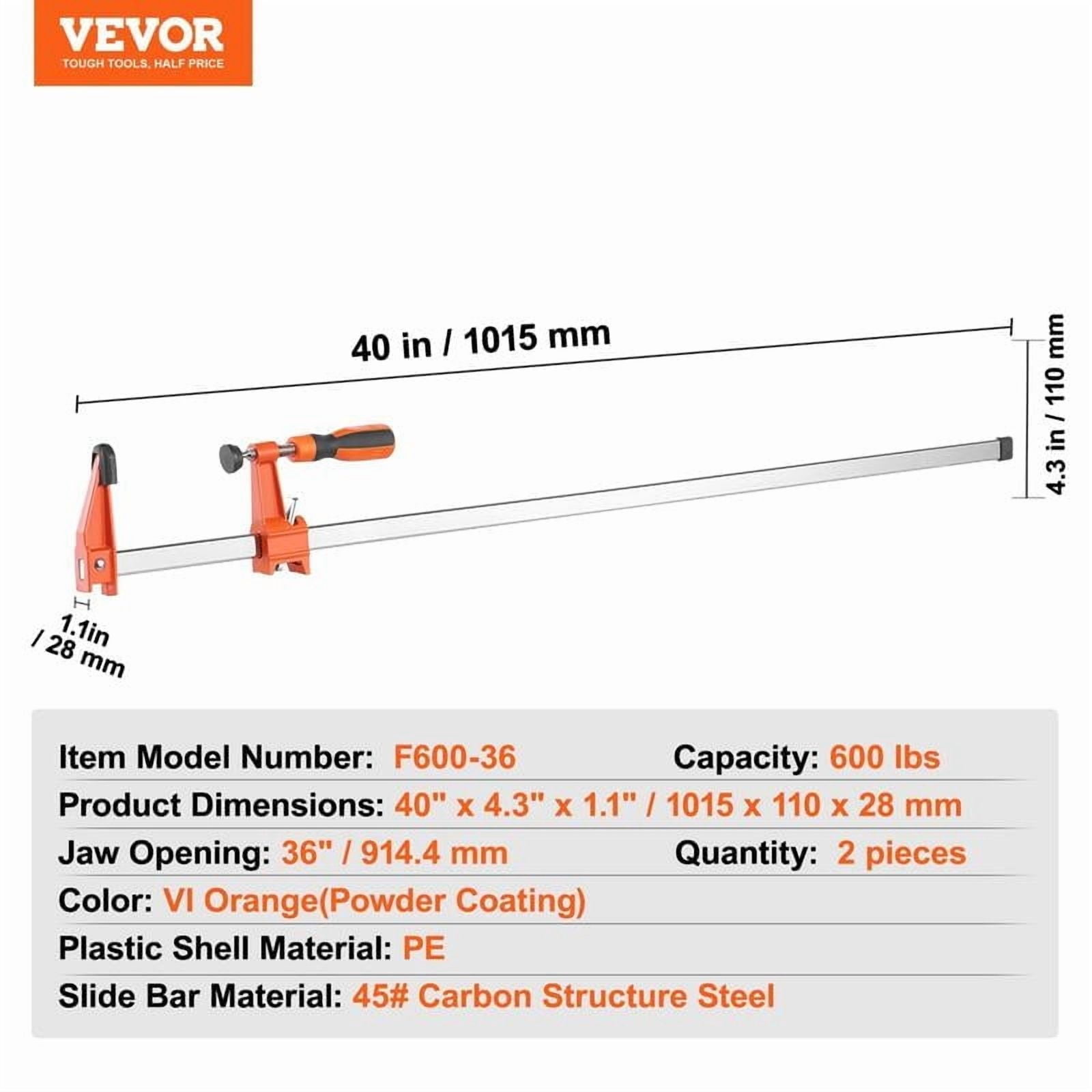 Bar Clamps for Woodworking, 2-Pack 36" Clamp, Quick-Change F Clamp with 600 lbs Load Limit, 2.5" Throat Depth, Cast Iron and Carbon Steel, Wood Clamps for Woodworking Metal Working