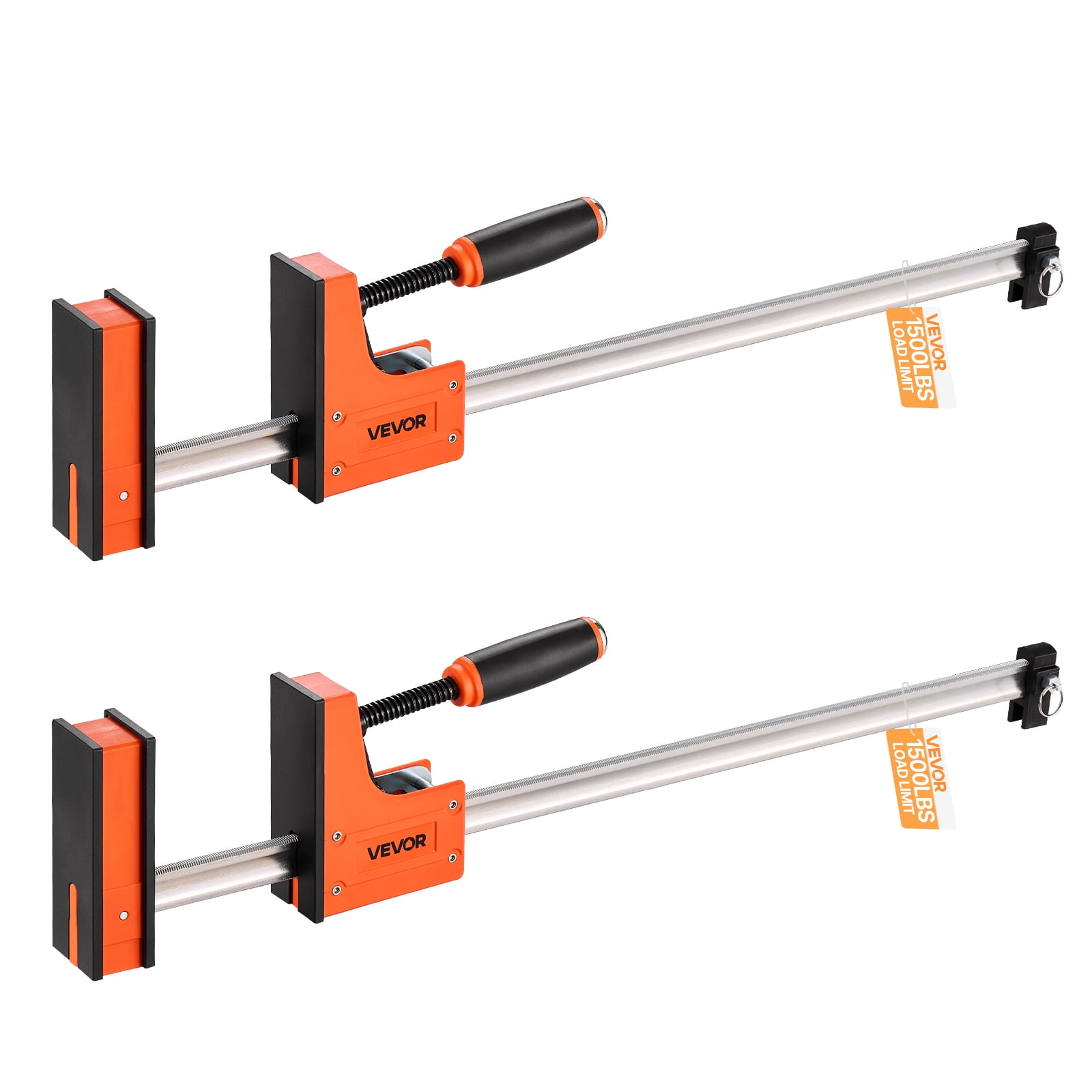 VEVOR Bar Clamps for Woodworking, 2-Pack 36 inch Parallel Clamp Set, F-Clamp with 1500 lbs Load Limit, Even Pressure, High-strength Plastic and Carbon Steel, for Woodworking Metal Working, Orange