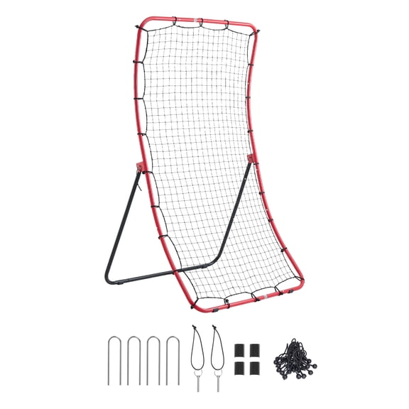 VEVOR Baseball Softball Rebounder Net 4 x 5.5 ft Pitch Back Trainer, 5 Adjustable Angles, Heavy-duty Steel Frame, All Angle Bounce Back Net for Pitching & Fielding Training Aid, Return Practice