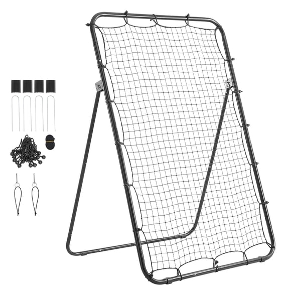 VEVOR Baseball Softball Rebounder Net 4 x 6 ft Pitch Back Trainer Target, 5 Adjustable Angles with Strike Zone, Steel Frame, Bounce Back Net for Pitching & Fielding Training, Return Practice