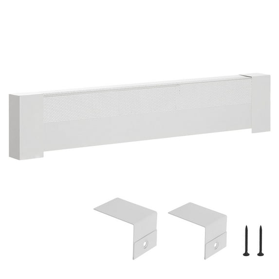 VEVOR Baseboard Heater Covers, Basic Series 3 ft Standard Electric Heating Unit Front Cover for Home Improvement, Heavy-duty Steel, Easy Installation for Bedroom Replacing Old Cover, White