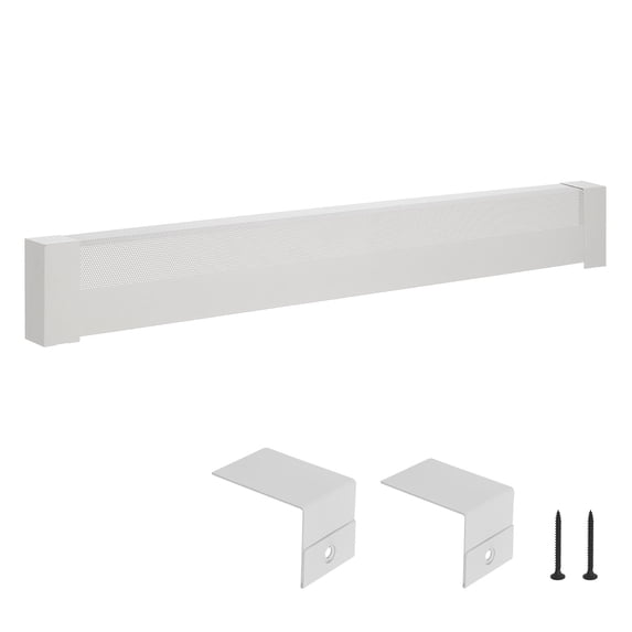 VEVOR Baseboard Heater Covers, Basic Series 5 ft Standard Electric Heating Unit Front Cover for Home Improvement, Heavy-duty Steel, Easy Installation for Bedroom Replacing Old Cover, White