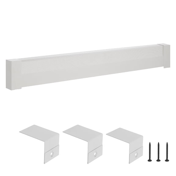 VEVOR Baseboard Heater Covers, Basic Series 6 ft Standard Electric Heating Unit Front Cover for Home Improvement, Heavy-duty Steel, Easy Installation for Bedroom Replacing Old Cover, White