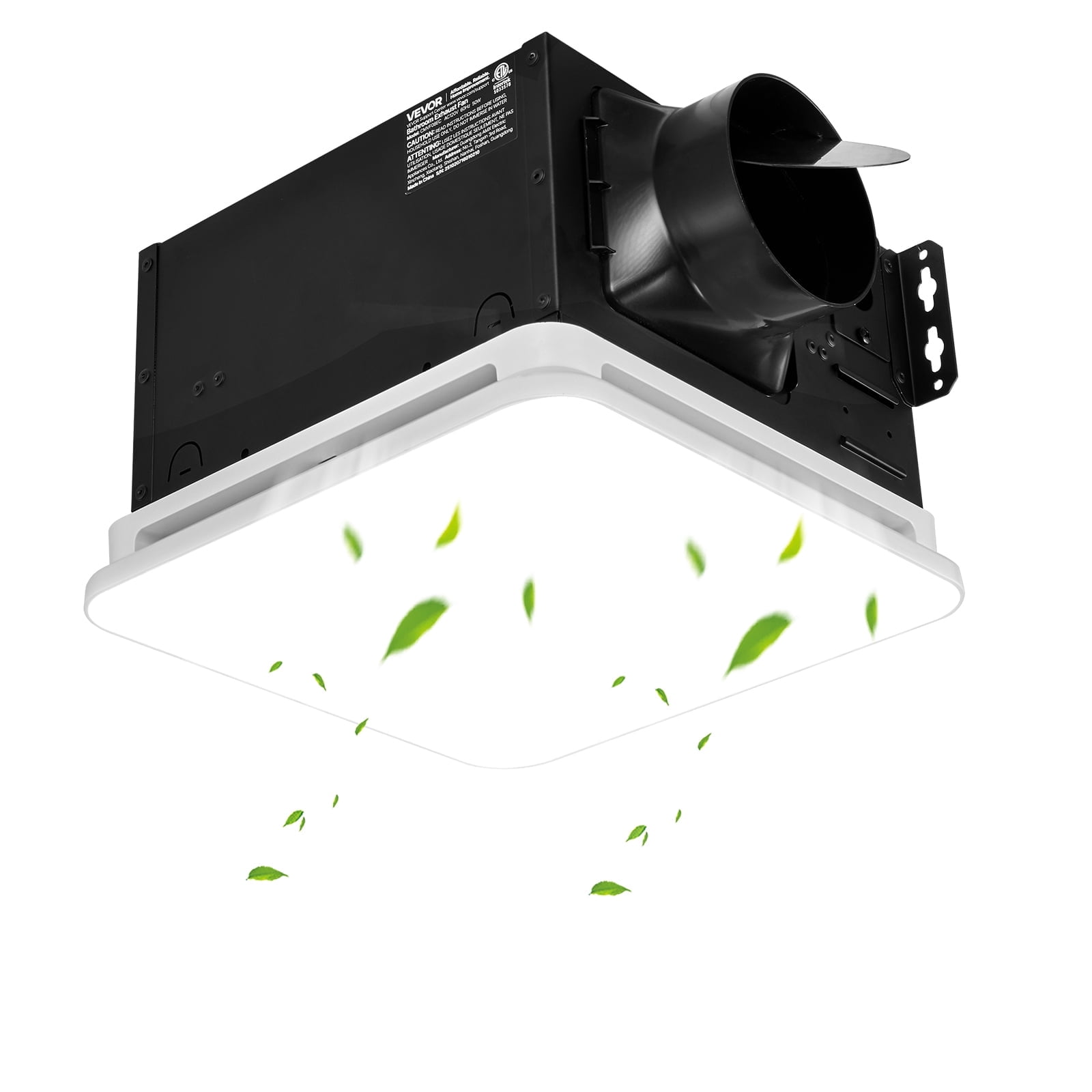 VEVOR Bathroom Exhaust Fan with LED Light, 80 CFM 4000K Bathroom Vent, 1.5 Sones Low-Noise, Premium Motor Ceiling Fan for Laundry Room, Storage Room, Home Ventilation, White