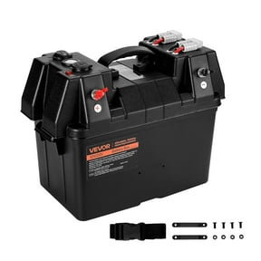 VEVOR Battery Box, Group 24/31 Trolling Motor Battery Box, 12V/24V Marine Batteries Case with PP Shell and Dual Straps,Smart Batteries Case,Suitable for Trolling Motor,Marine,RV & Solar Panel