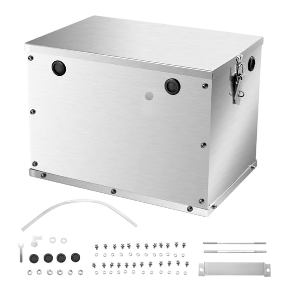 VEVOR Battery Box, Group 24/31 Trolling Motor Battery Box, Marine Batteries Case with Handles and Rubber-Grommet Cable Holes, Aluminum Alloy Shell Storage Case, Suitable for Off-Road Racers, Trucks