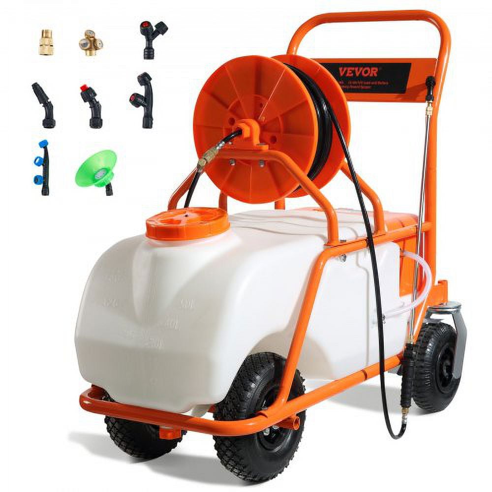 VEVOR Battery Powered Lawn Sprayer on Wheel, 0-90 PSI Adjustable ...