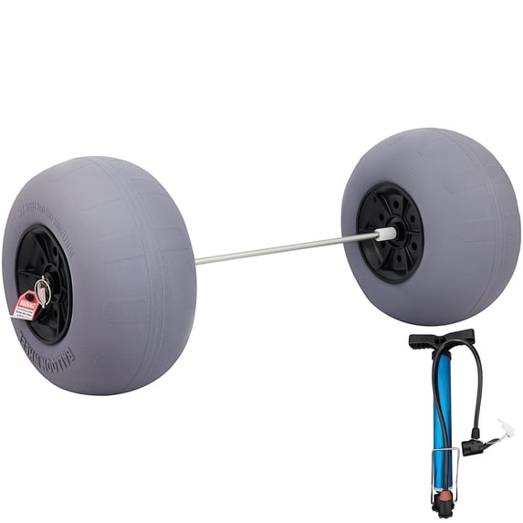 VEVOR Beach Balloon Wheels, 13" Replacement Sand Tires with 32" Stainless Steel Axle, TPU Cart Tires for Kayak Dolly, Canoe Cart and Buggy with Free Air Pump, 2-Pack