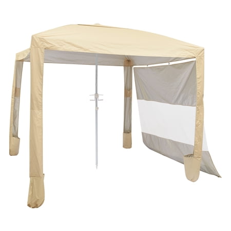 VEVOR Beach Cabana, 8 x 8 ft Beach Canopy with Side Wall, UPF 50+ Protection Easy Setup Cabana Tent with Sand Pockets, Adjustable Height Portable Shade Sun Shelter Umbrella for Family & Friends, Khak