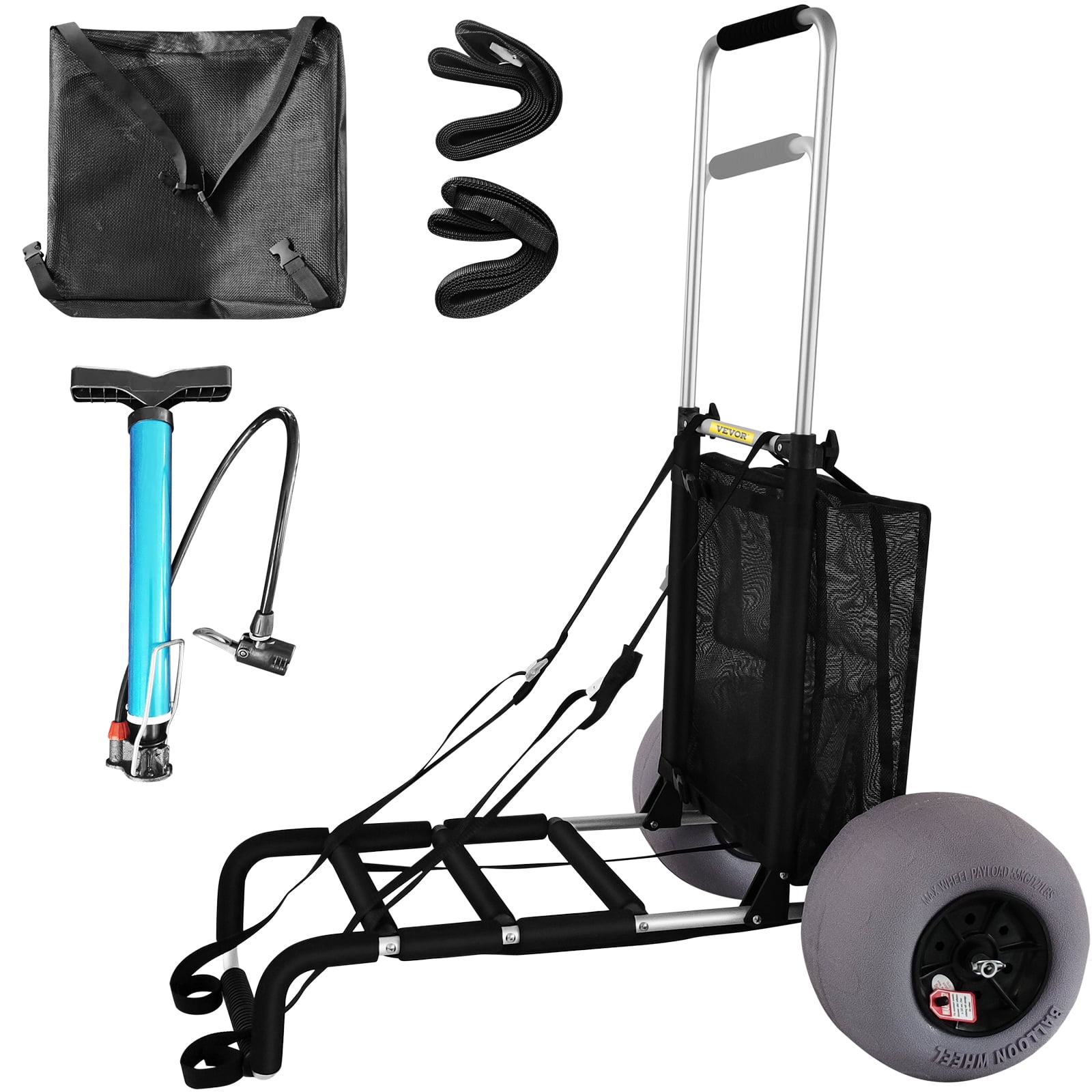 VEVOR Beach Carts for the Sand, w/ 12″ TPU Balloon Wheels, 165Lbs Loading Capacity Folding Sand Cart & 33.1” to 51.6” Adjustable Height, Heavy Duty Aviation Aluminum Cart for Picnic, Fishing, Beach Sansujyuku sansujyuku.com