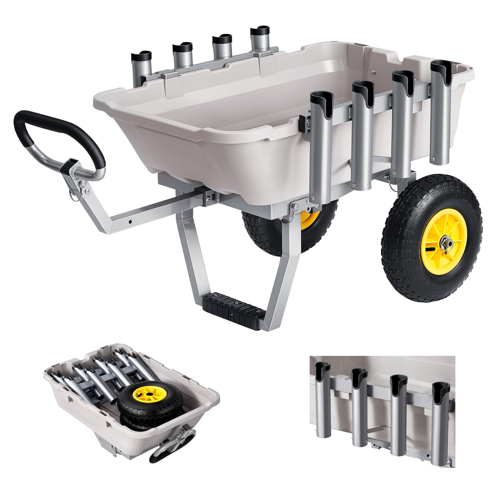 VEVOR Beach Fishing Cart, 200 lbs Load Capacity, Foldable Fishing Cart ...