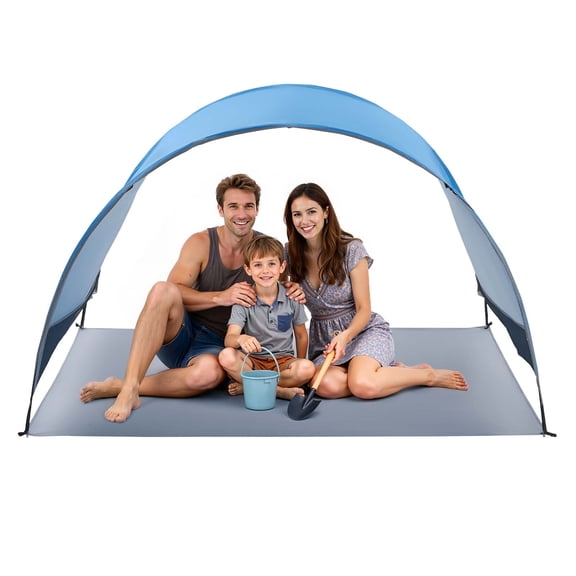 VEVOR Beach Tent Sun Shelter for 3 Person, UPF 50+ Protection,Portable Sun Shade Canopy with Carrying Bag & Ground Stakes, Lightweight and Easy Setup Beach Umbrella for Camping Fishing Outdoor Picnic