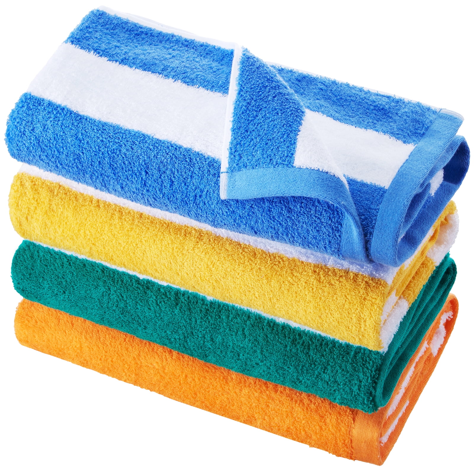 VEVOR Beach Towel, 4 Pack Oversized Beach Towels, 30 x 60 in Cabana Striped Large Pool Towel, 100% Cotton Soft and Quickly Dry Thick Swimming Towels, for Vacation, Swimming, Beaches, and Bathroom