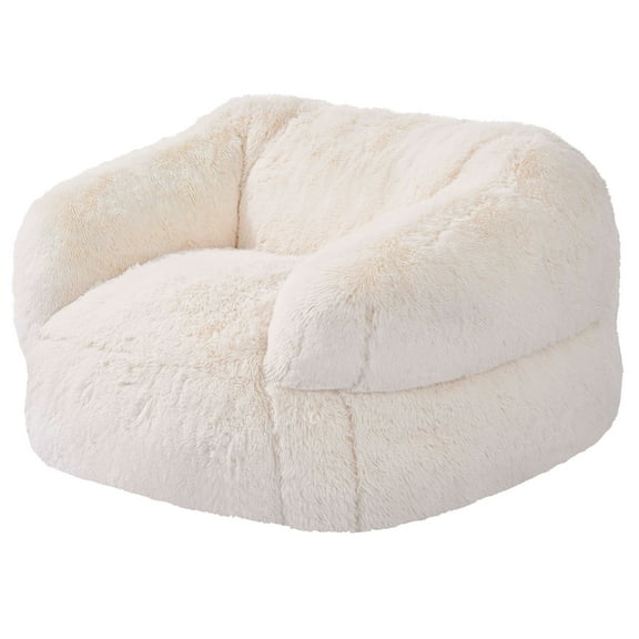 VEVOR Bean Bag Chair, BeanBag Sofa Chair with Armrests for Adults, Fluffy Plush & High-Density Foam Filling Adult Bean Bag with Zapper, Comfy Lazy Sofa Chair Ideal for Living Room, Bedroom, Beige