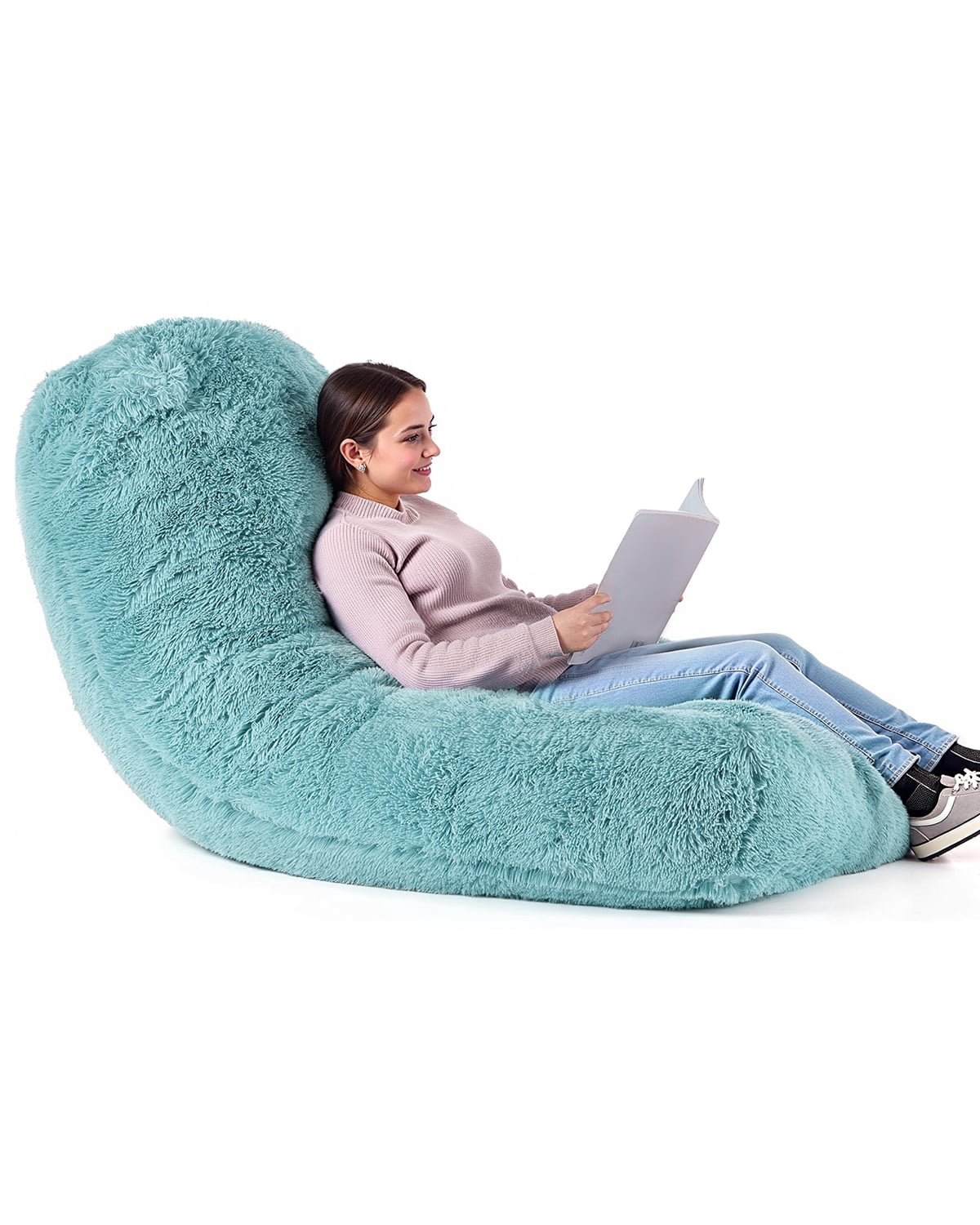 VEVOR Bean Bag Chair, Giant BeanBag Chair with Removable & Washable Cover for Adults, Fluffy Plush & High-Density Foam Filling Floor Adult Bean Bag with Zapper, Ideal for Living Room, Bedroom, Blue
