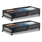 VEVOR Under Bed Storage with Wheels, 36.0 x 18.1 x 7.3 inch, Underbed Containers with Clear Lid, Underbed Shoe Organizer, Rolling Under the Bed Storage Bins for Clothes Shoes Blankets Bedroom, 2 Pack
