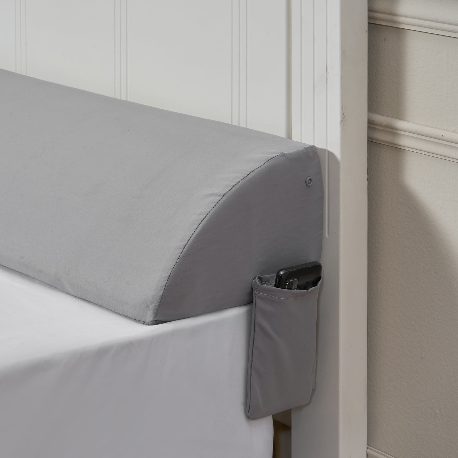 VEVOR Bed Wedge Pillow for Headboard, King Size, 76"x8"x6" Bed Gap Filler, Fill 0-5" Gap Between Headboard and Mattress, 25D Foam Mattress Wedge Headboard Pillow with Side Pocket,for Backrest,Gray
