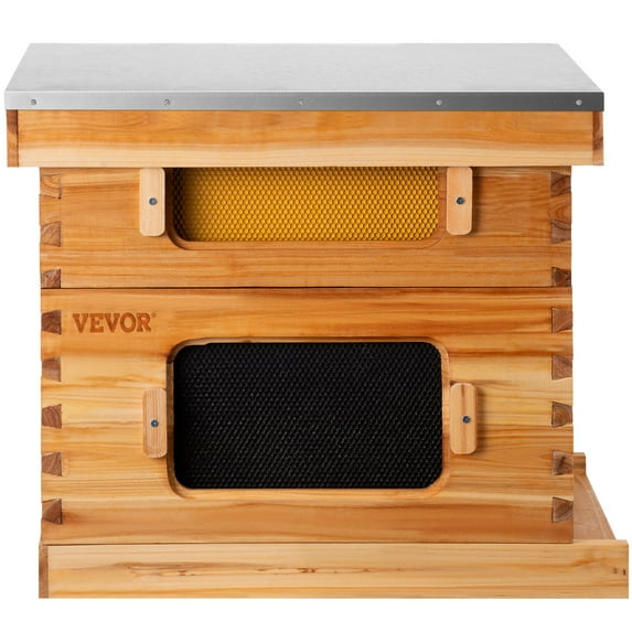VEVOR Beehive Kit with 20 Frames - 1 Deep and 1 Medium Box, Natural Fir Wood Honey Hive