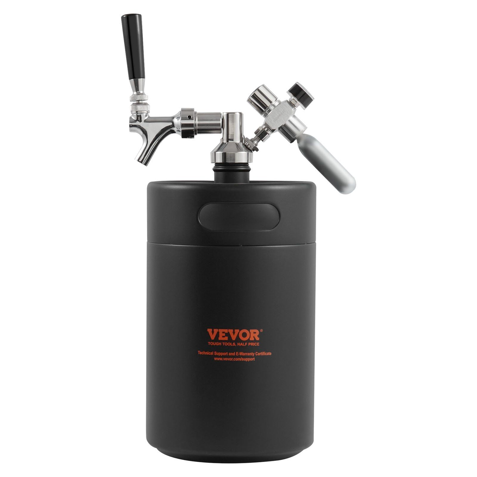 VEVOR Beer Growler Tap System, 170Oz 5L Mini Keg, 304 Stainless Steel Pressurized Beer Growler, Keg Growler with Pressure Display, CO2 Regulator Faucet, Leak-Proof Ring For Draft, Homebrew, Craft Bee