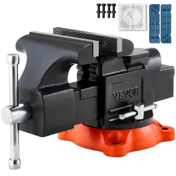 VEVOR Bench Vise, 5" Jaw Width, 5" Max Jaw Opening Multipurpose Vise with 360 Swivel Locking Base, 2.8" Throat Depth, Heavy Duty Ductile Iron Workbench Vise with Anvil, for ClampingRound Pipes