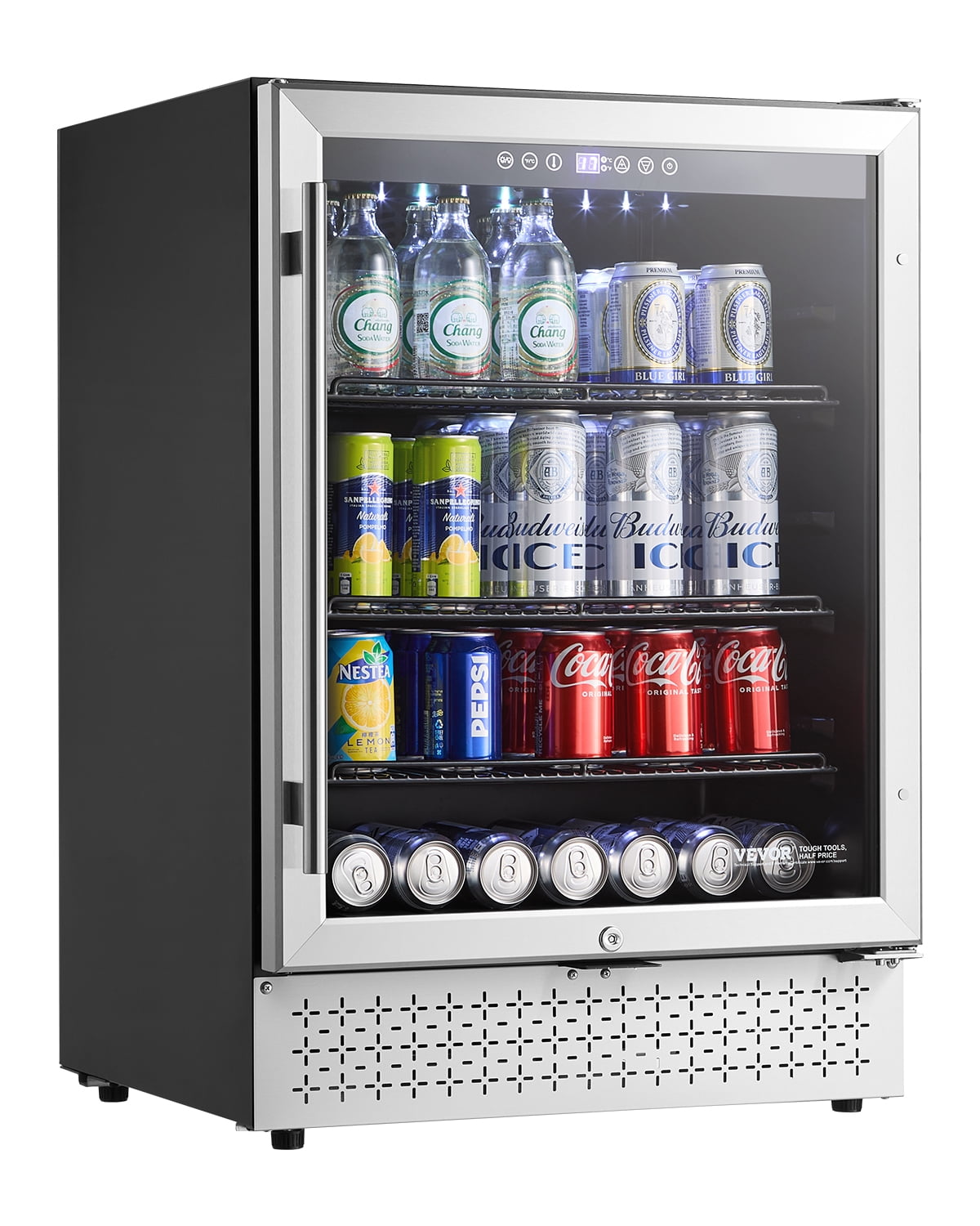 VEVOR Beverage Refrigerator Cooler,154 Can Beverage Fridge, Mini Fridge with Glass Door, Adjustable Shelves,Digital Temperature Control,Built-in & Freestanding Soda Beer Fridge for Home Office Bar