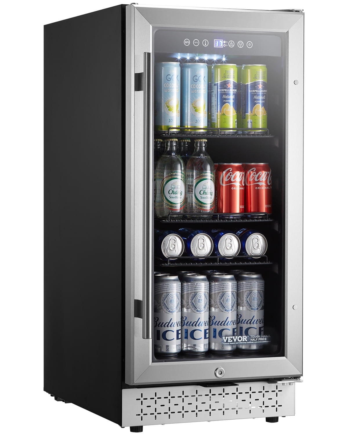 VEVOR Beverage Refrigerator Cooler,88 Can Beverage Fridge,Mini Fridge with Glass Door, Adjustable Shelves, Digital Temperature Control,Built-in or Freestanding Soda Beer Fridge for Home Office Bar