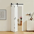 thumbnail image 1 of VEVOR Bifold Barn Door, 36" x 84", MDF Bi-Fold Sliding Closet Doors, Header Board and Hardware Kit Included, H-Frame Space-Saving Design, Panels Need to Assemble, Waterproof & Quiet, White, 1 of 9