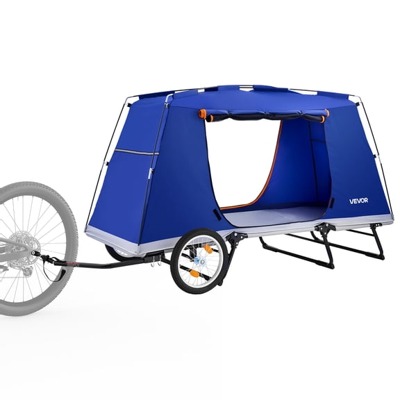 VEVOR Bike Camper Trailer Tent 300 lbs Static Load Folding Bicycle Wagon, with 16-Inch Wheels, PU2000 Coating, Carbon Steel Frame, Quick Setup, Fits 22-28 in Wheels, for Off-Road Bike Camping & Cargo