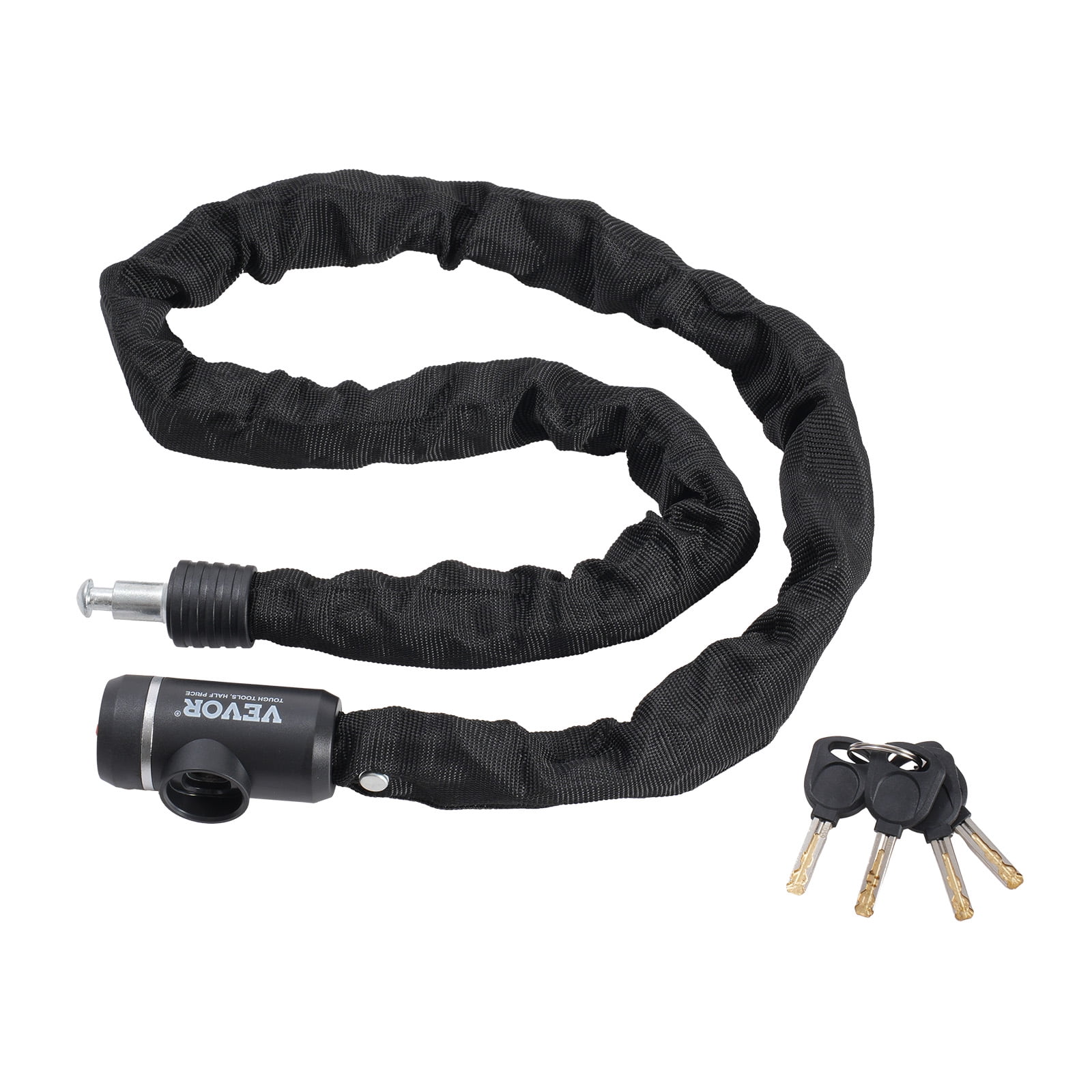 VEVOR Bike Chain Lock, 3.94 Ft Combination Bicycle Chain Lock with 3 Keys, Heavy Duty Anti-Theft High Security Bike Locks, Perfect for Bike, Motorcycle, Scooter, Bicycle, Door, Fence or Gate, 10mm