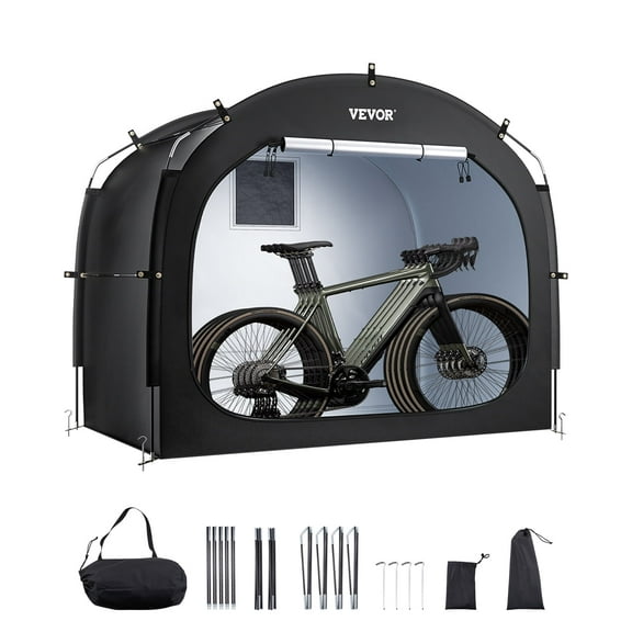 VEVOR Bike Storage Tent, 4 to 5 Bikes, Outdoor Spacious Bike Storage Tent with Ventilated Window, Waterproof Easy-to-Install Bike Tent with High Strength Fiberglass & Dual Zippers, Fit for Bicycle