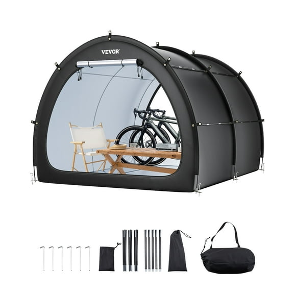 VEVOR Bike Storage Tent, 5+ Bikes, Outdoor Spacious Bike Storage Tent with Ventilated Window, Waterproof Fan-Shaped Bike Tent with High Strength Fiberglass & Dual Zippers, Fit for Bicycle