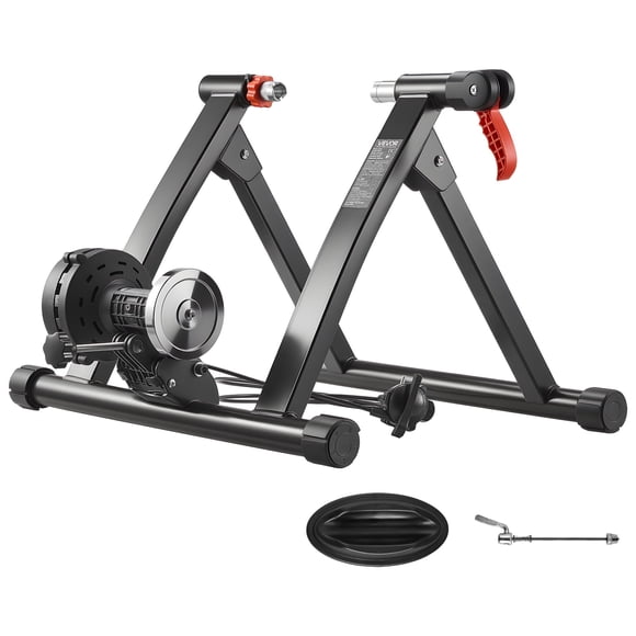 VEVOR Bike Trainer, 6 Level Resistance, 26-29 in & 700C Wheels, Foldable Magnetic Bicycle Stationary Stand for Indoor Exercise Riding with Quick Release Skewer &Front Wheel Riser Block for Road Bikes