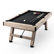 VEVOR Billiards Table, 7 ft Pool Table, Adjust Legs Stable Billiards Table, Pool Table Set Includes Balls, Cues, Chalks and Brush, Wood Color with Black Cloth,Perfect for Family Game Room Kids Adults