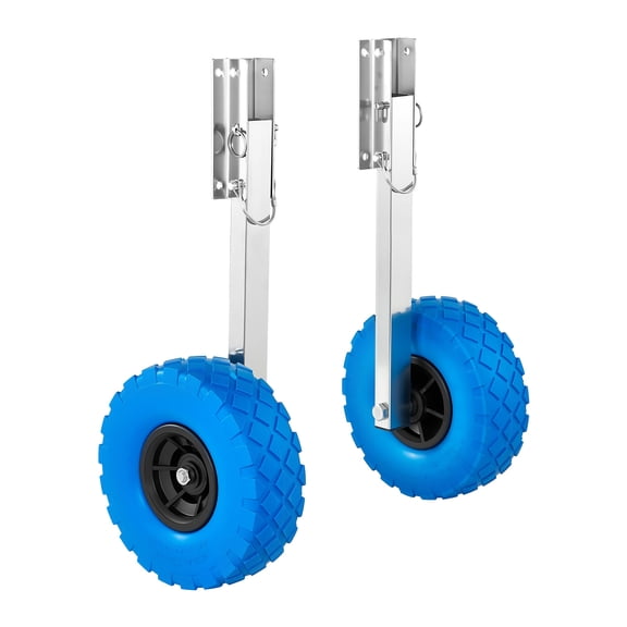 VEVOR Boat Launching Wheels, 300 lbs Load Capacity, 10" Stainless Steel Transom Wheel with Solid PVC Tire, Folding Launch Wheels with 4 Quick Release Pins, Fit 13' Long Inflatable Fishing Boat