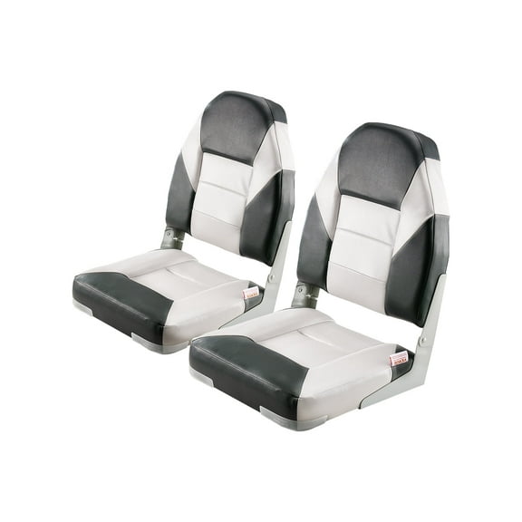 VEVOR Boat Seat, High Backrest, Folding Fishing Boat Seat with Thickened Sponge Cushion & Waterproof PVC Leather, Aluminum Alloy Hinges, Flip Up Boat Seat for Boats, Yachts, Ships, Black & Grey