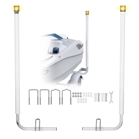 VEVOR Boat Trailer Guide, 65.7 in with LED Light Trailer Guide Poles, 2PCS High-Hardness Steel Guide-Ons, Wide Adjustable Trailers Guides with PVC Pipes, for Ski Boat, Fishing Boat, Sailboat Trailers