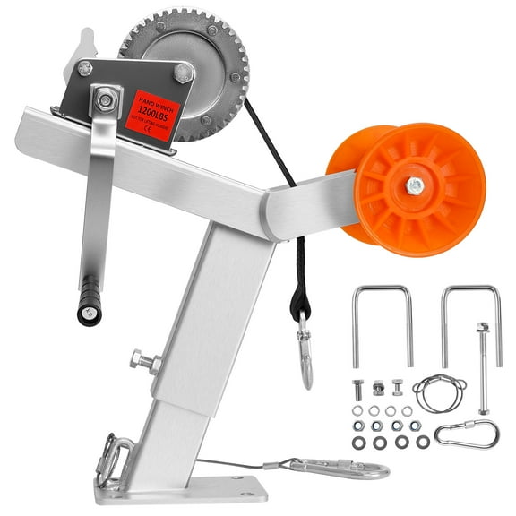 VEVOR Boat Trailer Winch Stand with Roller, 1200 lbs Winch & 2 in x 25 ft Winch Strap, Boat Winch Mount with U-Bolt for 2-3 Inches W x 3-4 Inches H Trailer Tongue,Fit for Jet Ski,Sailboat,Speedboat