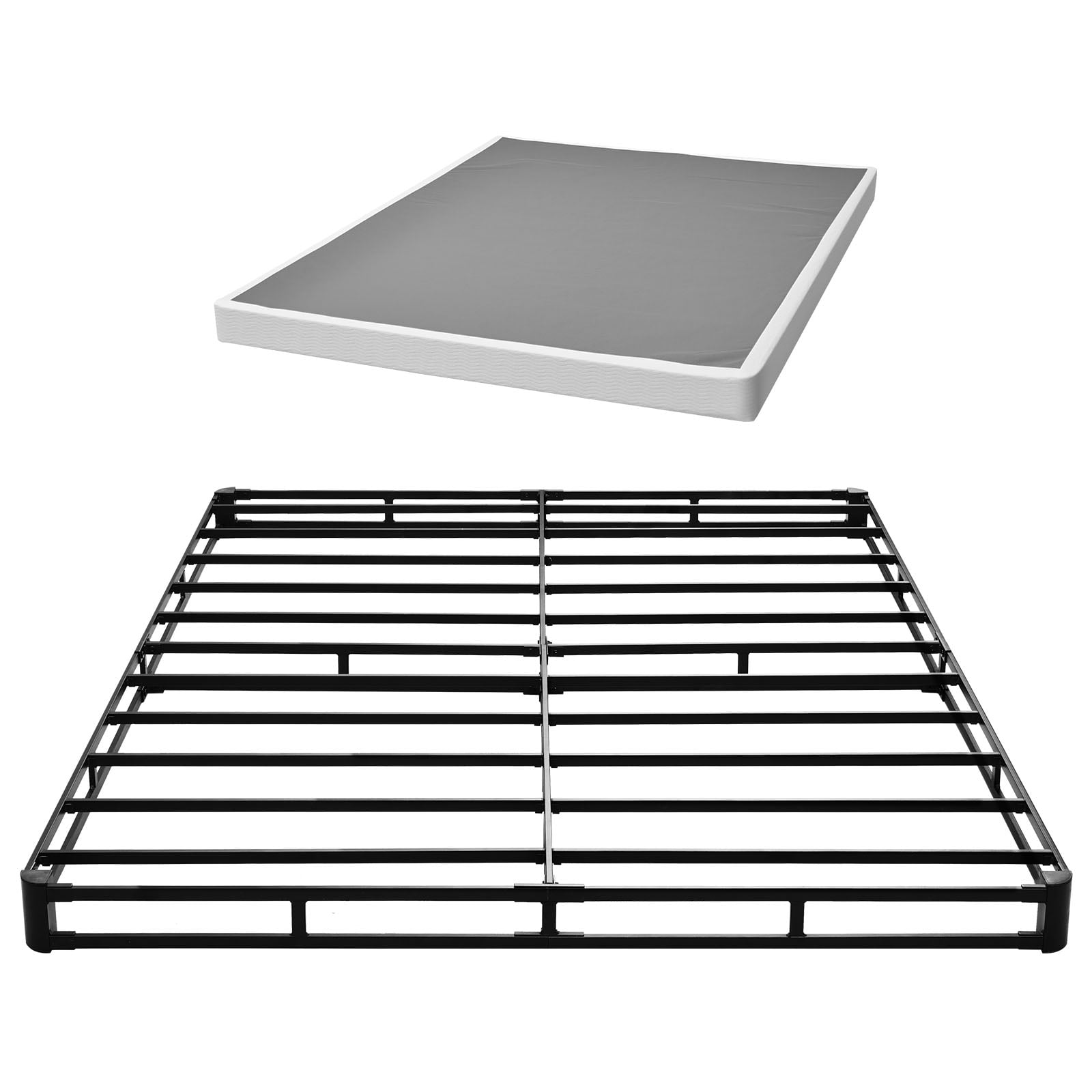 VEVOR Box Spring, Queen Size Bed Frame with Washable Fabric Cloth, Heavy Duty Metal Frame for Queen Bed, 4 in Mattress Foundation, 3500 lbs Max Weight Capacity, Easy Assembly,79.1 L x 59.4 W x 4 H in