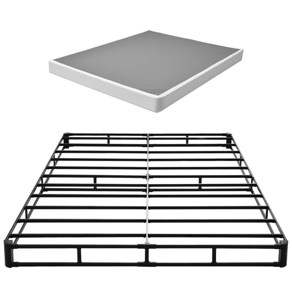 VEVOR Box Spring, Queen Size Bed Frame with Washable Fabric Cloth, Heavy Duty Metal Frame for Queen Bed, 5.1 in Mattress Foundation, 3500 lbs Max Weight Capacity, Easy Assembly, 79.1 x 59.6 x 5.1 in