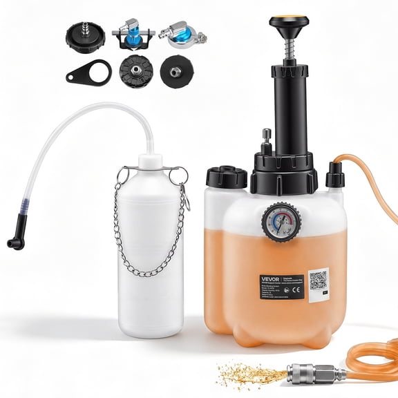 VEVOR Brake Bleeder Kit, 3L Manual Brake Fluid Bleeding Kit with 1L Waste Bottle & 5 Master Cylinder Adapters, One-Person Professional Brake Fluid Pressure Bleeder for Most Vehicles