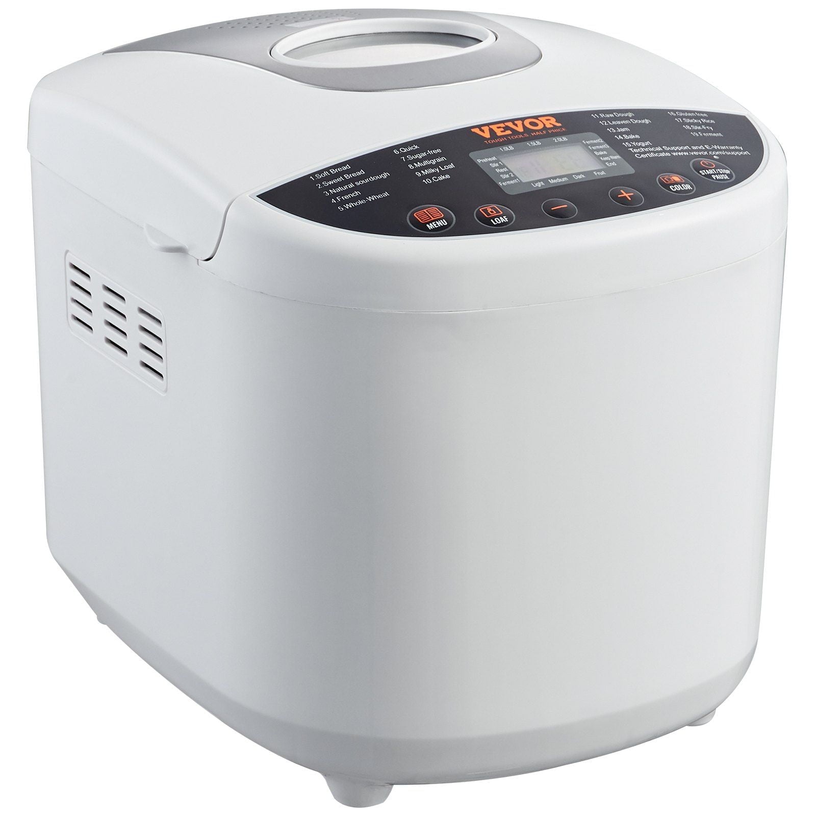 VEVOR Bread Maker, 19-in-1 2LB Dough Machine, Nonstick Ceramic Pan ...