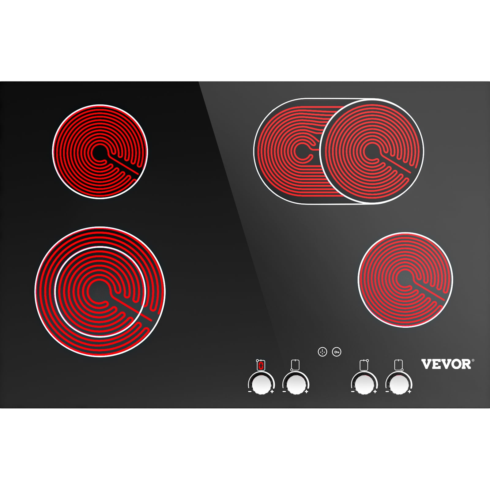 VEVORbrand Built-in Electric Stove Top, 30 inch 4 Burners, 240V Ceramic  Glass Radiant Cooktop ,Sensor Touch Control, Timer Child Lock Included, 9