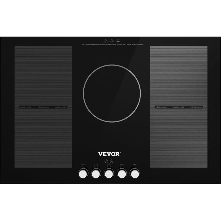 VEVORbrand Built-in Electric Stove Top, 30 inch 4 Burners, 240V Ceramic  Glass Radiant Cooktop ,Sensor Touch Control, Timer Child Lock Included, 9