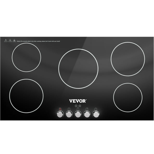 VEVOR Builtin Induction Cooktop, 35 inch 5 Burners, 220V Ceramic Glass Electric Stove Top with